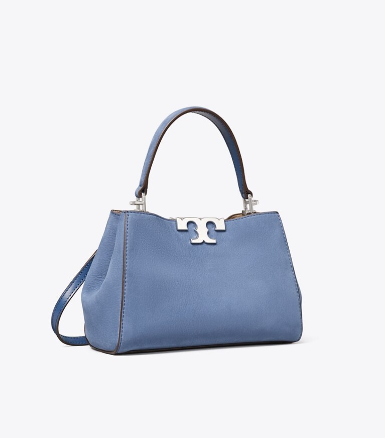 Tory Burch designer crossbody bags Mini Eleanor Henkeltasche aus Nubukleder in Soft Blue angle