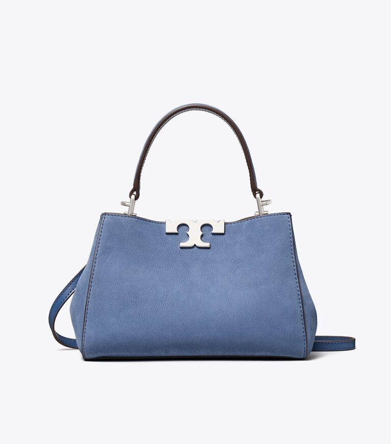 Tory Burch designer crossbody bags Mini Eleanor Henkeltasche aus Nubukleder in Soft Blue front