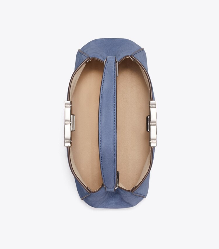 Tory Burch designer crossbody bags Mini Eleanor Henkeltasche aus Nubukleder in Soft Blue von oben