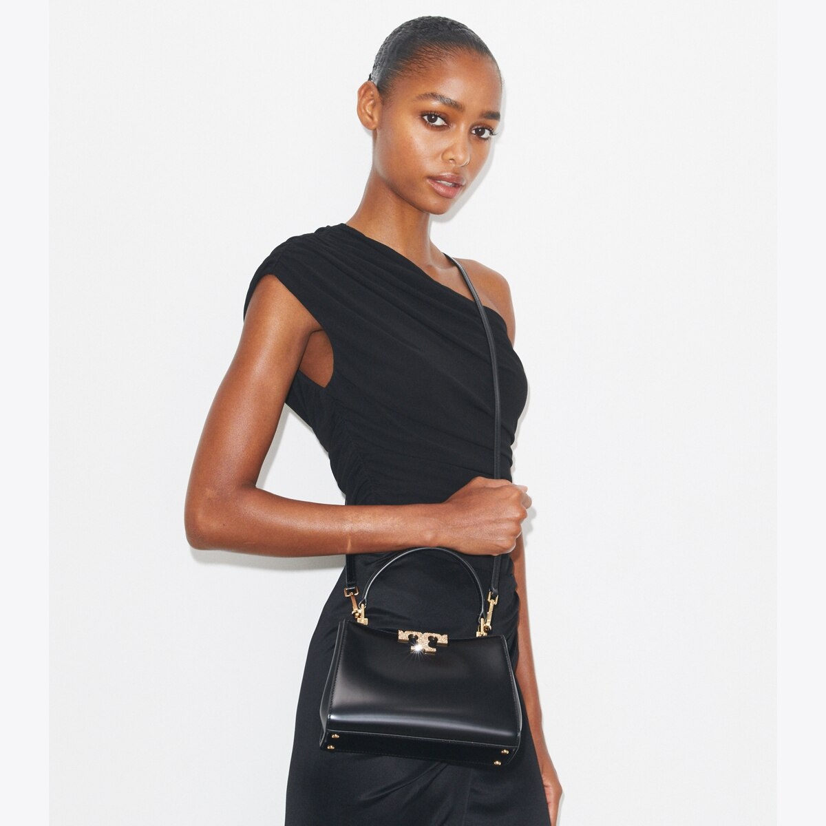 Mini Eleanor Pavé Satchel in black, size OS