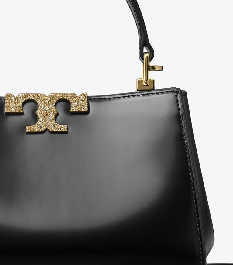 Tory Burch designer crossbody bags Mini Eleanor Pavé Satchel in Black angle