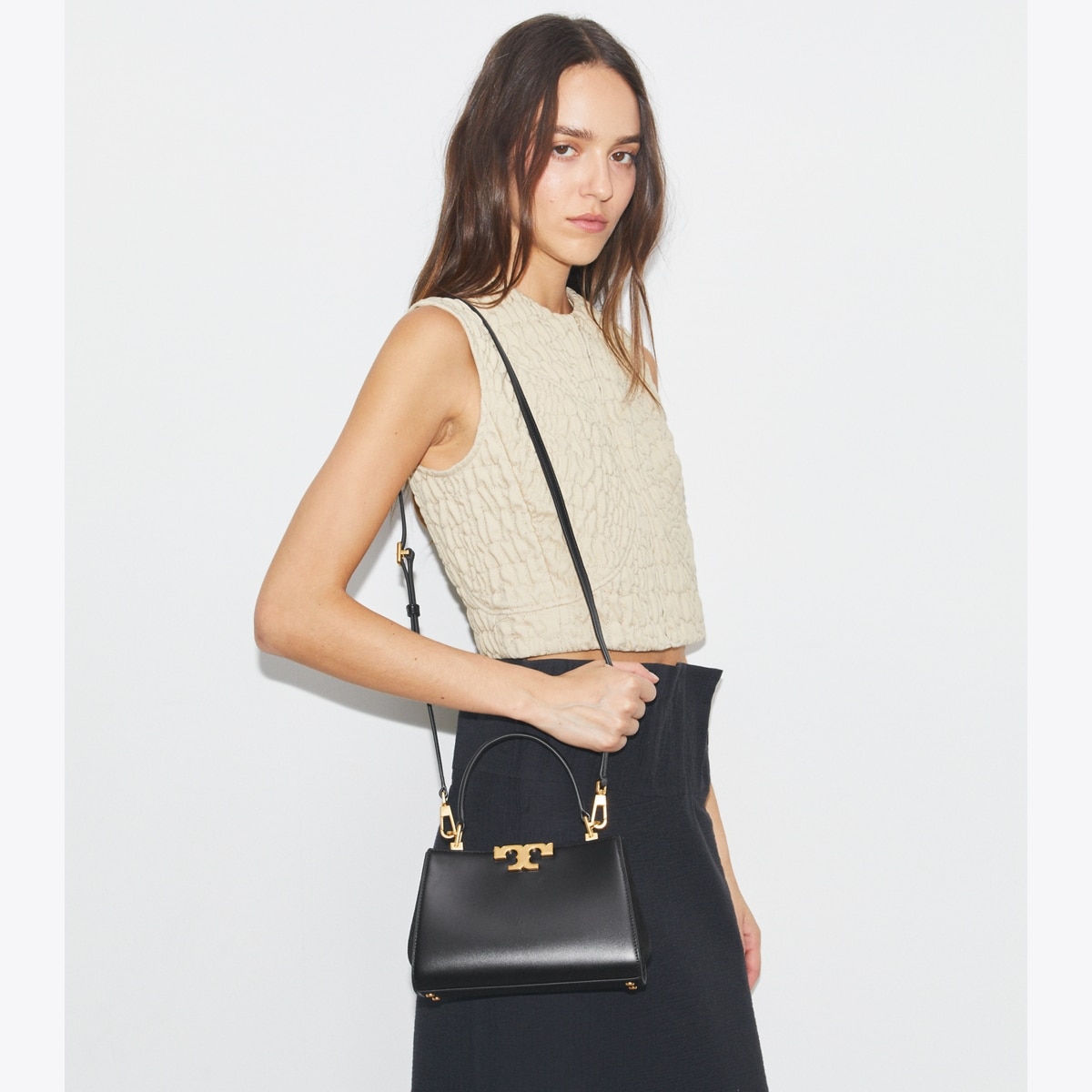 トートバッグ Tory Burch Mini Eleanor Satchel Bag Mini Eleanor Pebbled Satchel: Women's Designer Crossbody
