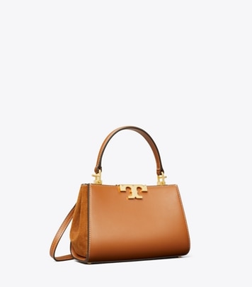 Tory Burch designer crossbody bags Mini Eleanor Satchel in Malt Whiskey angle