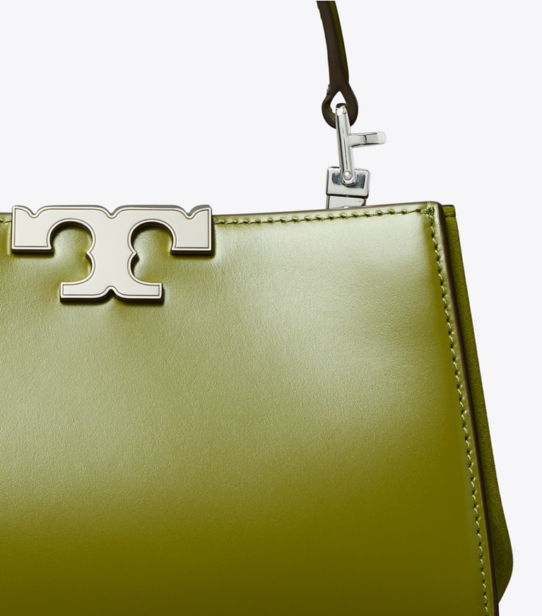 Tory Burch designer crossbody bags Mini Eleanor Satchel in Dark Matcha angle