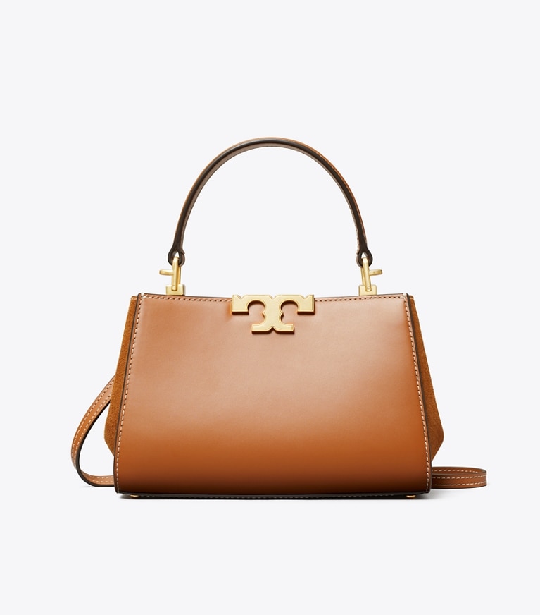 Tory Burch designer crossbody bags Mini Eleanor Satchel in Malt Whiskey angle