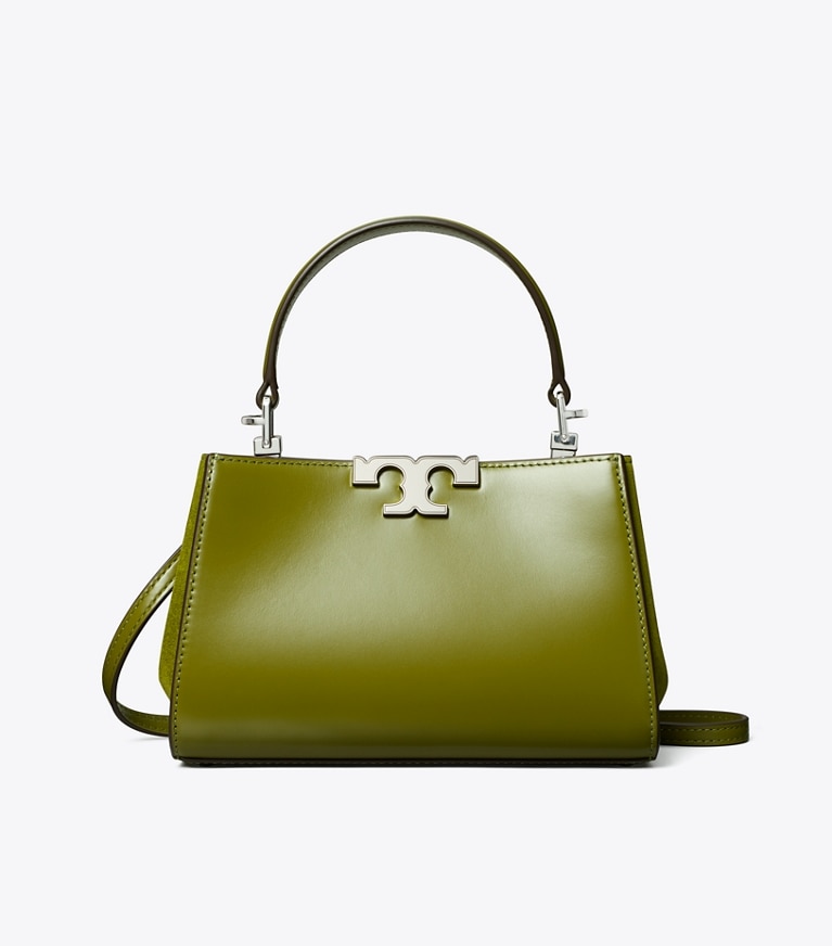 Tory Burch designer crossbody bags Mini Eleanor Satchel in Dark Matcha angle