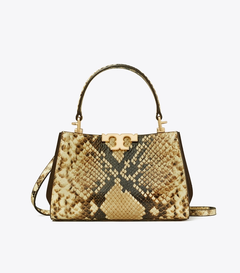 Tory Burch designer crossbody bags Mini Eleanor Satchel in Coriander / Black Multi angle