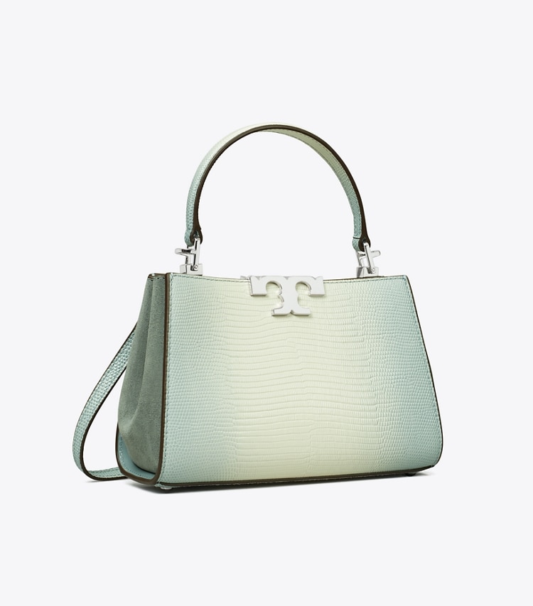 Tory Burch designer crossbody bags Mini Eleanor Snake-Embossed Satchel in Blanc angle