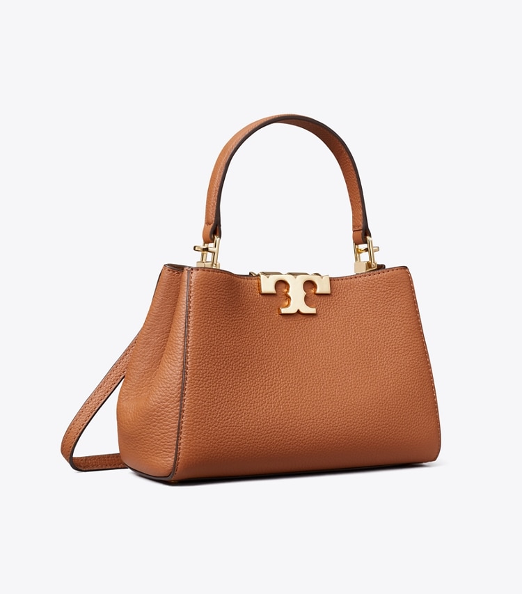 Tory Burch designer クロスボディバッグ エレノア ソフト ミニ サッチェルバッグ in Aged Tan angle