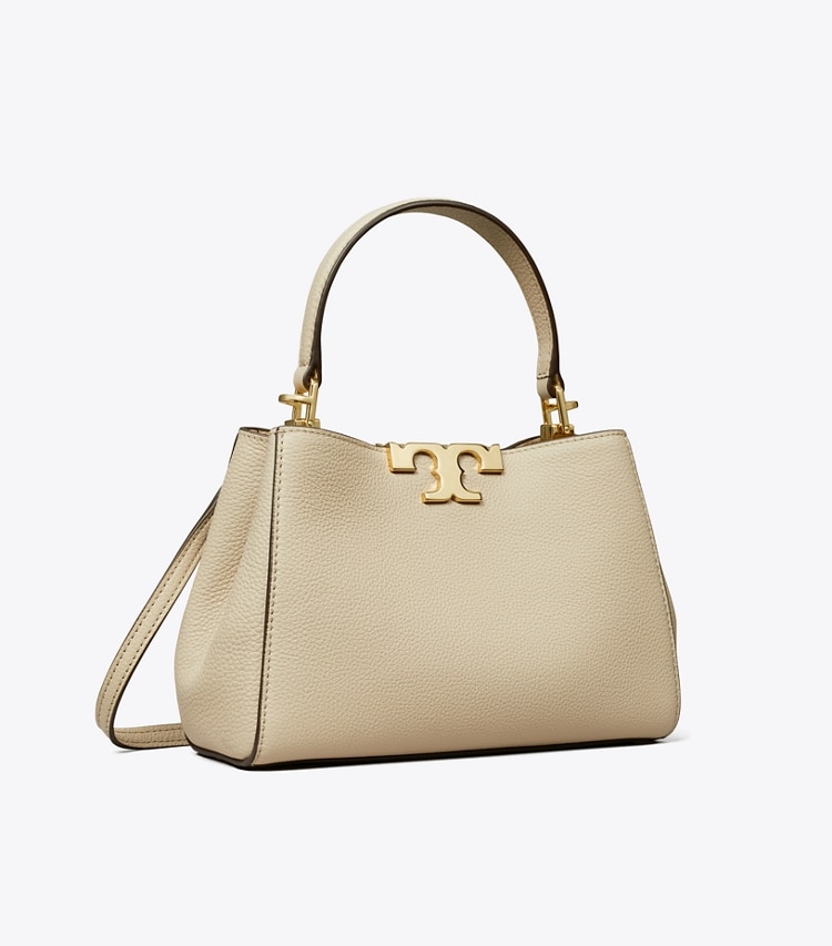 Tory Burch designer クロスボディバッグ エレノア ソフト ミニ サッチェルバッグ in Light Stone angle