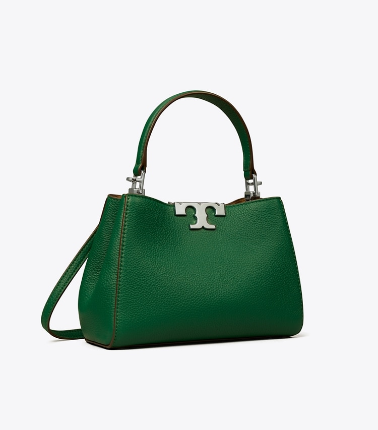 Tory Burch designer crossbody bags Mini Eleanor Soft Satchel in Dark Kale angle