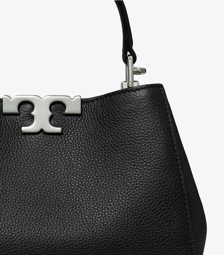 Tory Burch designer crossbody bags Mini Eleanor Soft Satchel in Black detail