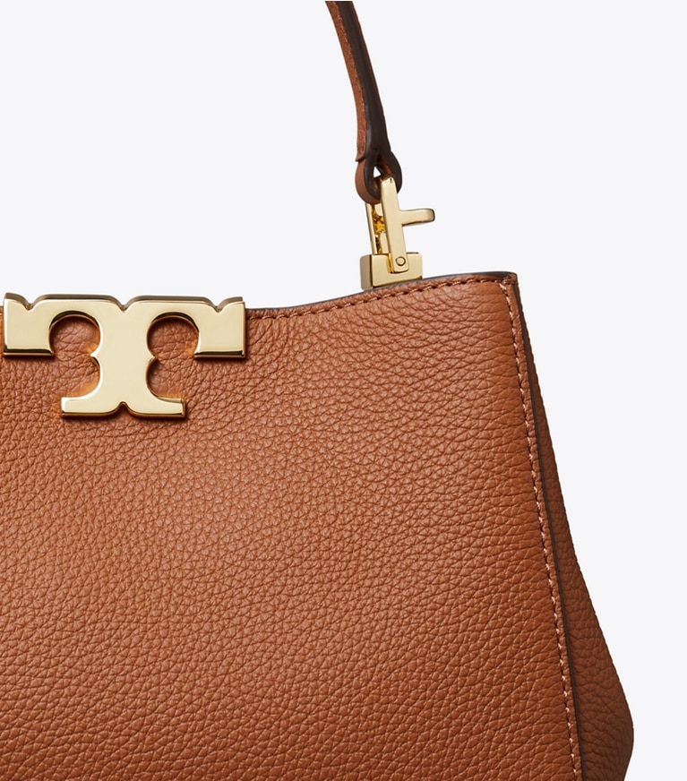 Tory Burch designer クロスボディバッグ エレノア ソフト ミニ サッチェルバッグ in Aged Tan ディテール