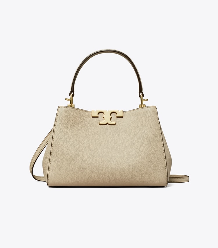 Tory Burch designer クロスボディバッグ エレノア ソフト ミニ サッチェルバッグ in Light Stone front