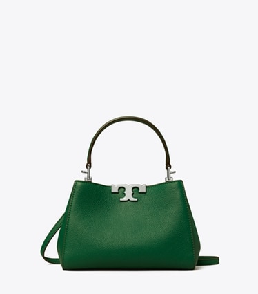Tory Burch designer crossbody bags Mini Eleanor Soft Satchel in Dark Kale front