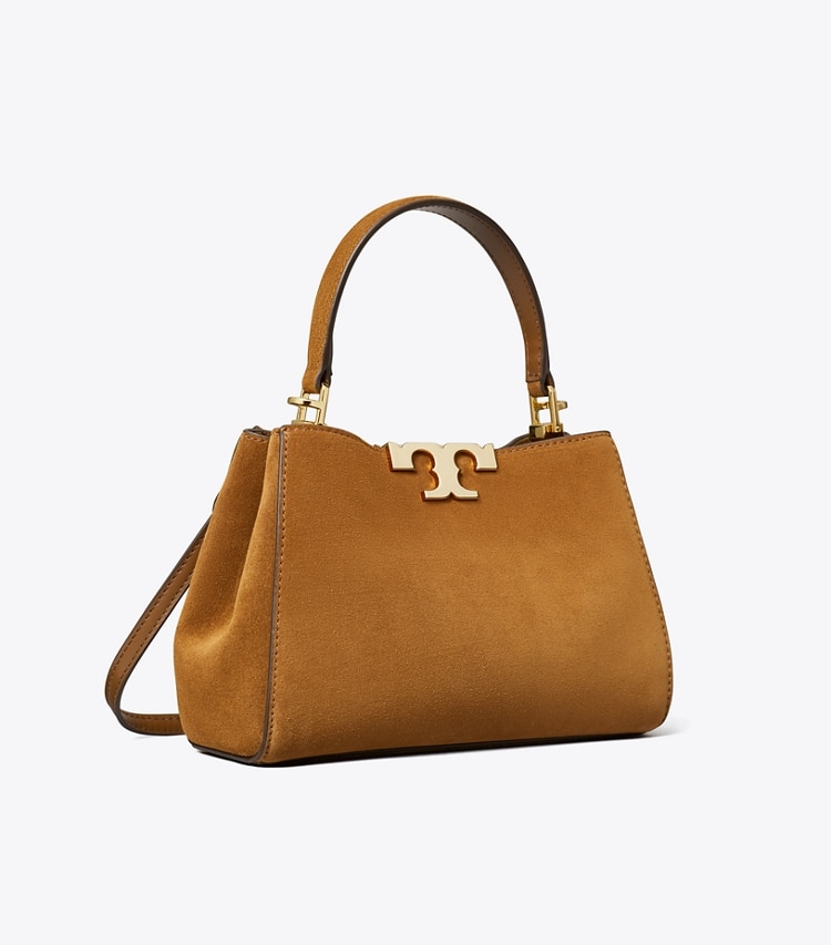 Tory Burch designer crossbody bags Mini Eleanor Suede Satchel in Park Bench angle