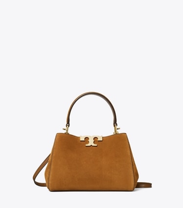 Tory Burch designer crossbody bags Mini Eleanor Suede Satchel in Park Bench front