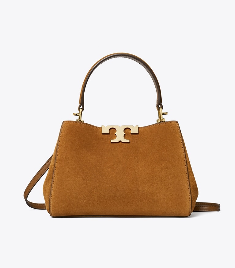 Tory Burch designer crossbody bags Mini Eleanor Suede Satchel in Park Bench angle