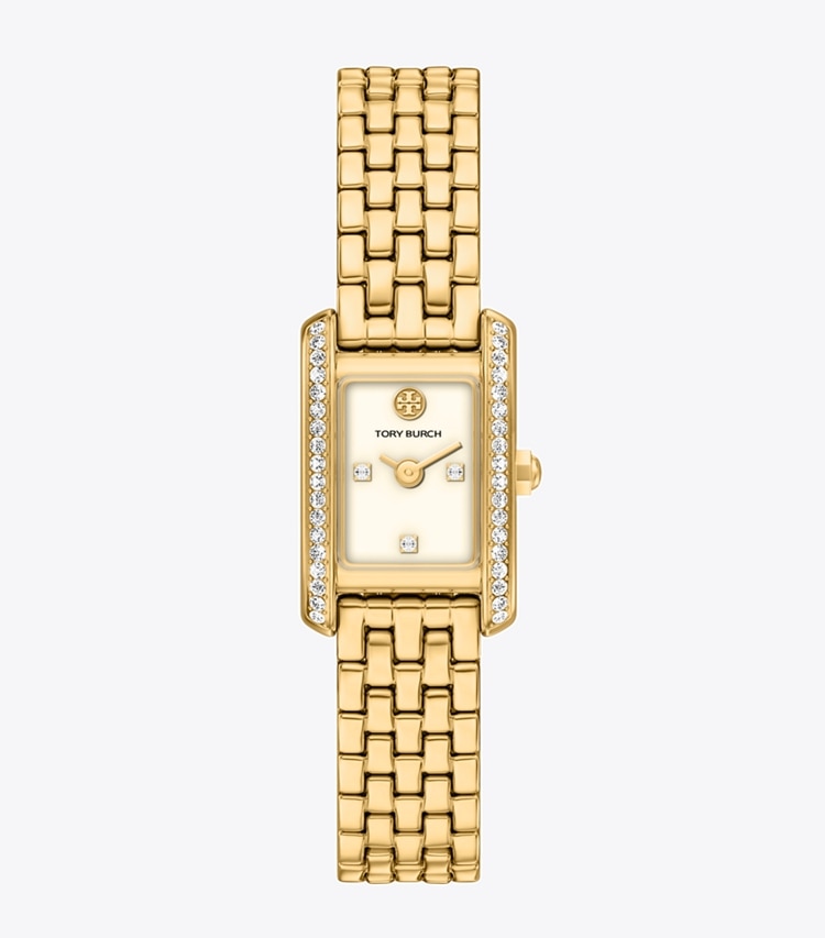 Tory Burch diseñador relojes con correa Mini Eleanor Watch en IVORY/GOLD/PAVE frente