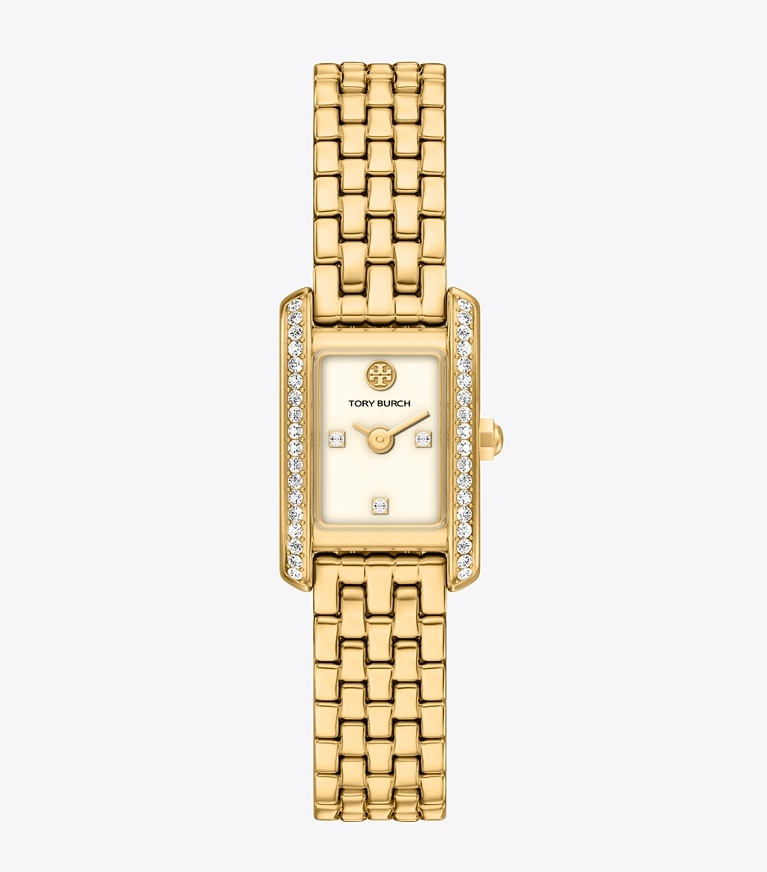 Tory Burch diseñador relojes con correa Mini Eleanor Watch en IVORY/GOLD/PAVE frente