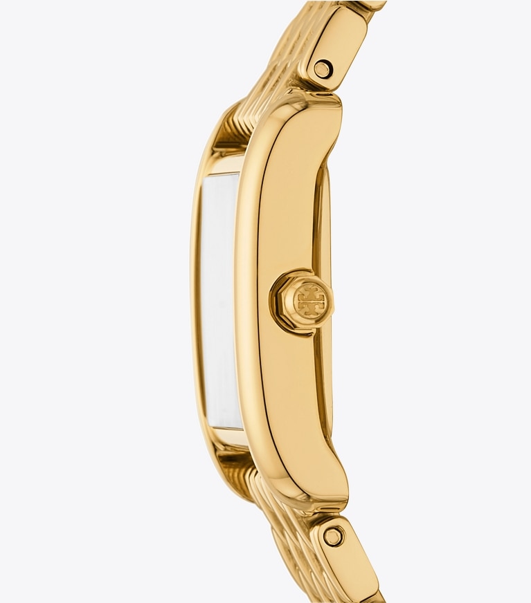 Tory Burch designer strap watches Mini Eleanor Watch in WHITE MOP/GOLD front