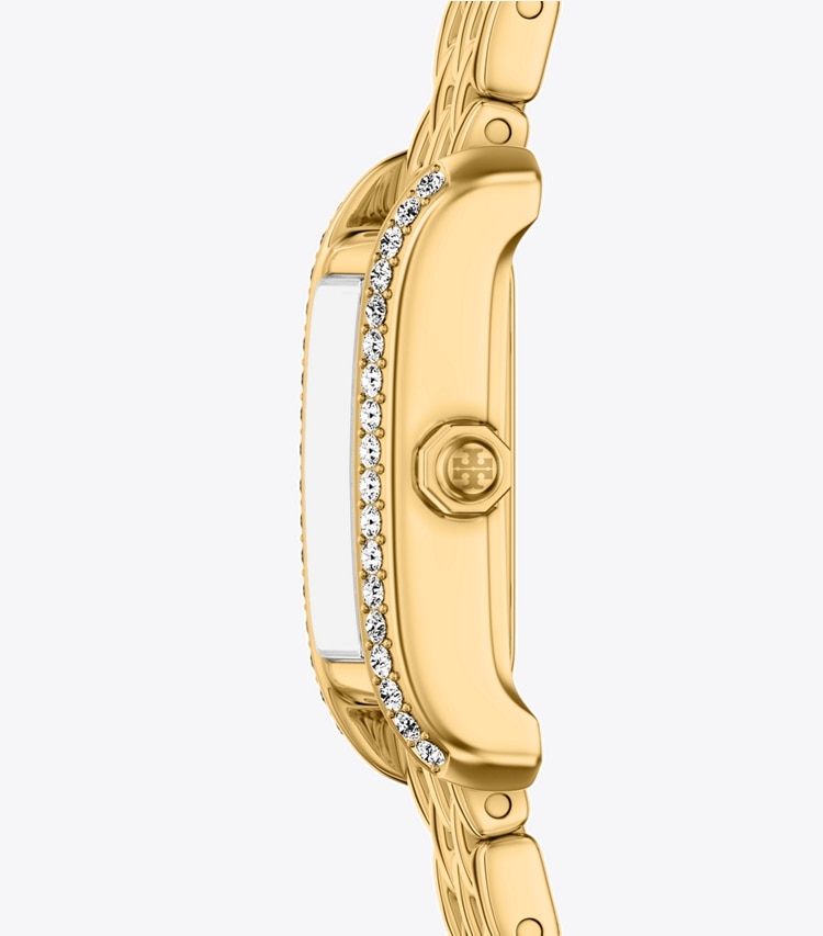 Tory Burch diseñador relojes con correa Mini Eleanor Watch en IVORY/GOLD/PAVE lateral