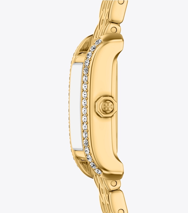 Tory Burch diseñador relojes con correa Mini Eleanor Watch en IVORY/GOLD/PAVE lateral