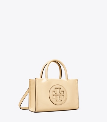 Tory Burch designer crossbody bags Mini Ella Bio Patent Tote in Vanilla Soft Serve angle