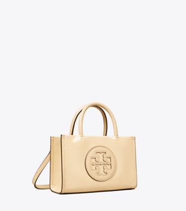 Tory Burch designer crossbody bags Mini Ella Bio Patent Tote in Vanilla Soft Serve angle