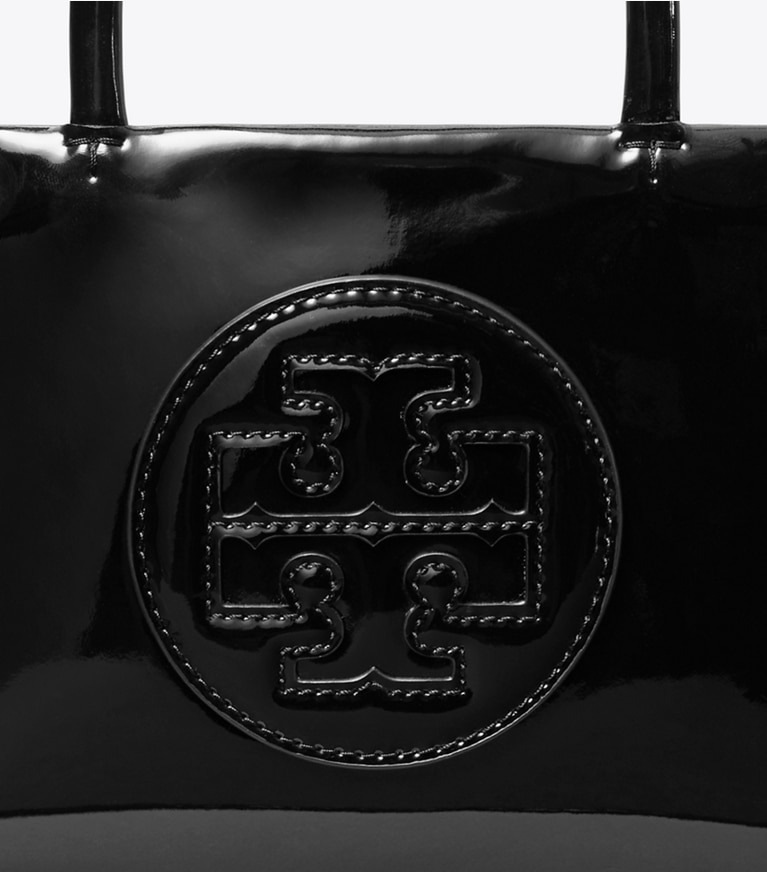 Tory Burch designer crossbody bags Mini Ella Bio Patent Tote in Black angle