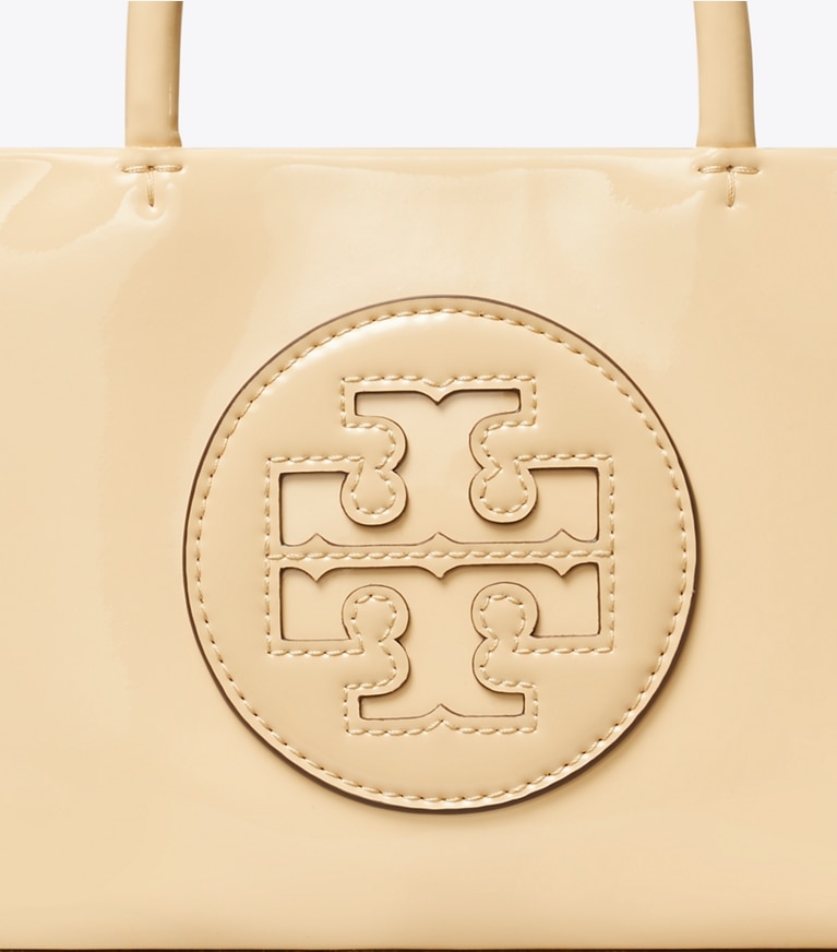Tory Burch designer crossbody bags Mini Ella Bio Patent Tote in Vanilla Soft Serve angle