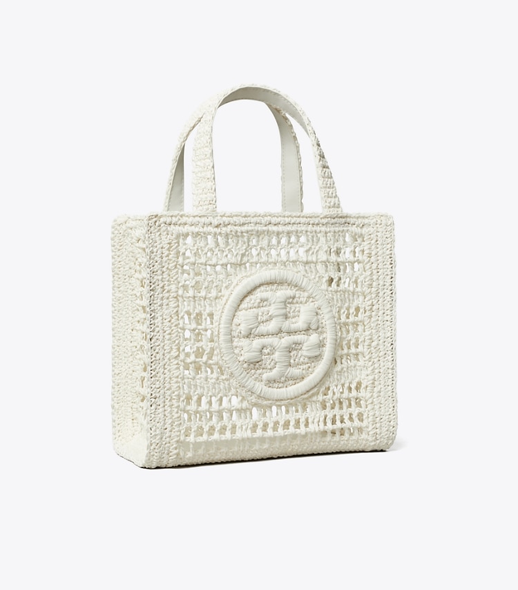 Tory Burch designer tote bags Mini Ella Hand-Crocheted Tote in White angle