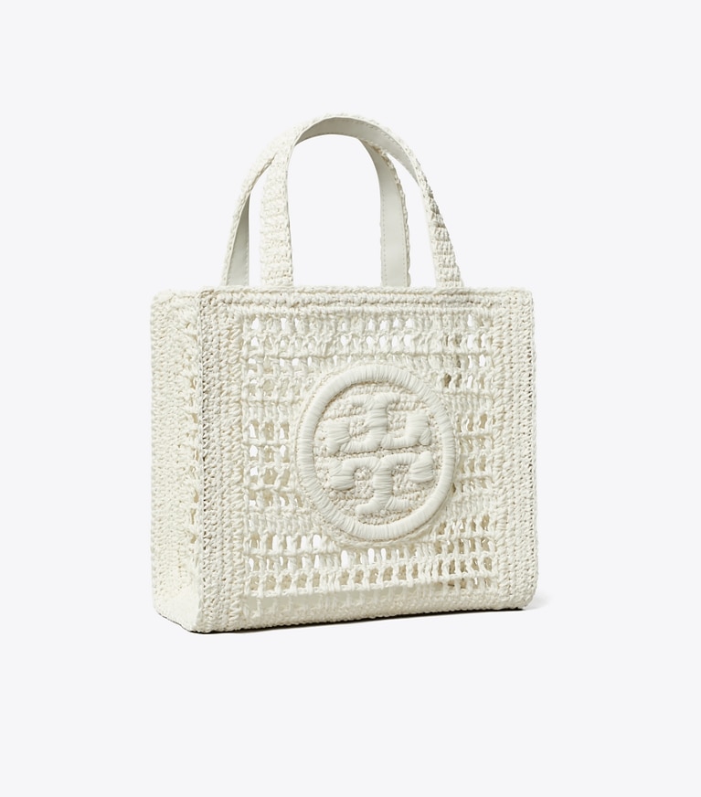 Tory Burch designer tote bags Mini Ella Hand-Crocheted Tote in White angle