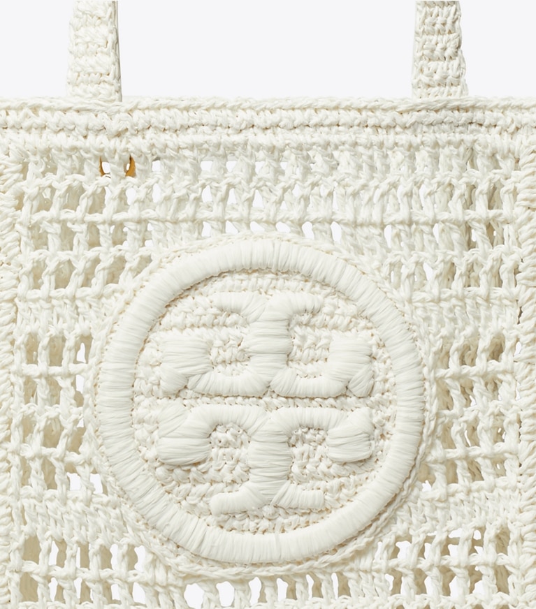 Tory Burch designer tote bags Mini Ella Hand-Crocheted Tote in White angle