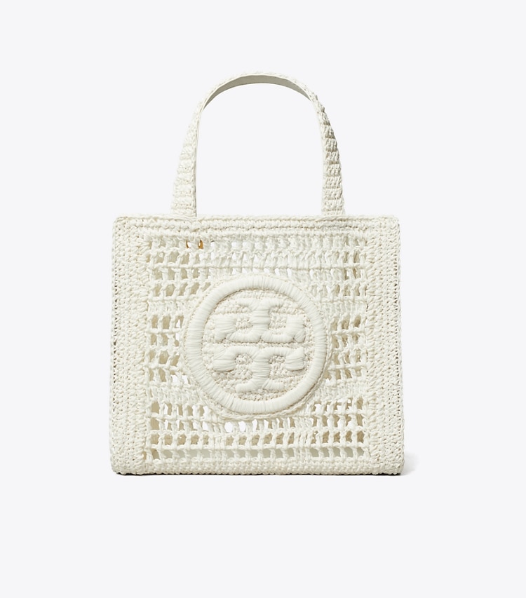 Tory Burch designer tote bags Mini Ella Hand-Crocheted Tote in White front