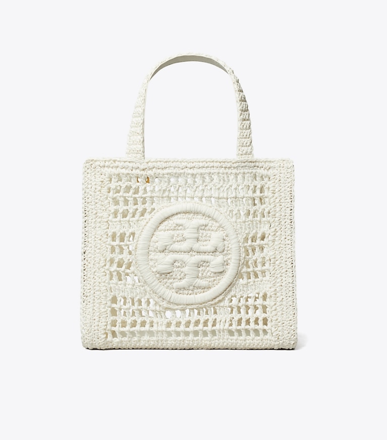 Tory Burch designer tote bags Mini Ella Hand-Crocheted Tote in White angle