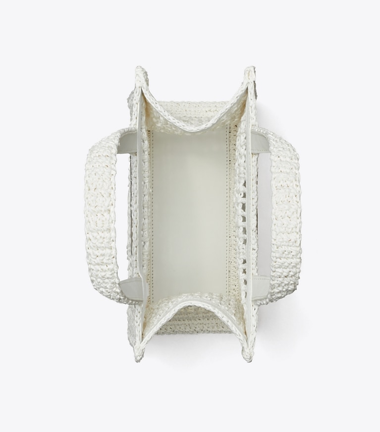 Tory Burch designer tote bags Mini Ella Hand-Crocheted Tote in White angle