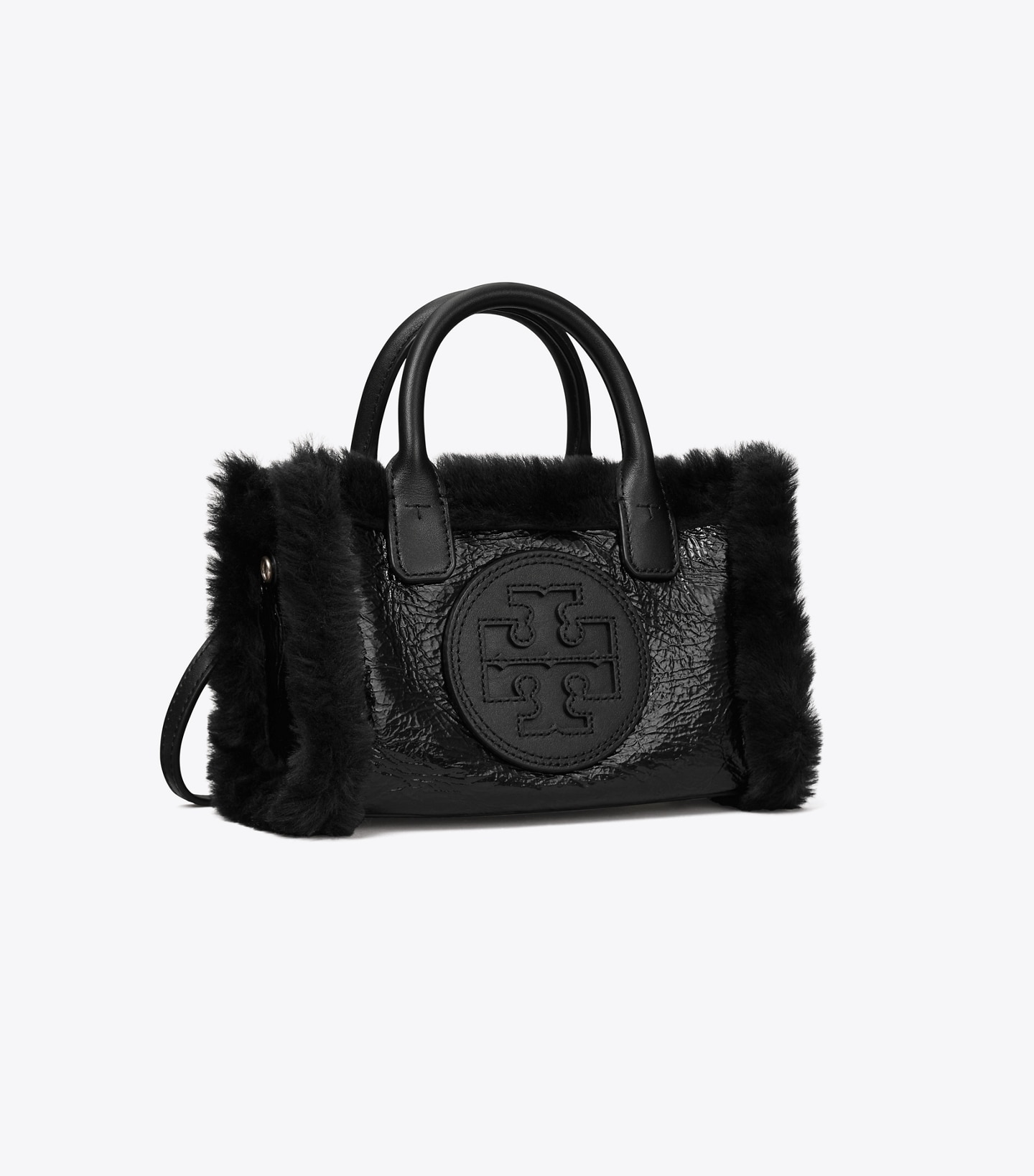 Mini Ella Patent Shearling Tote