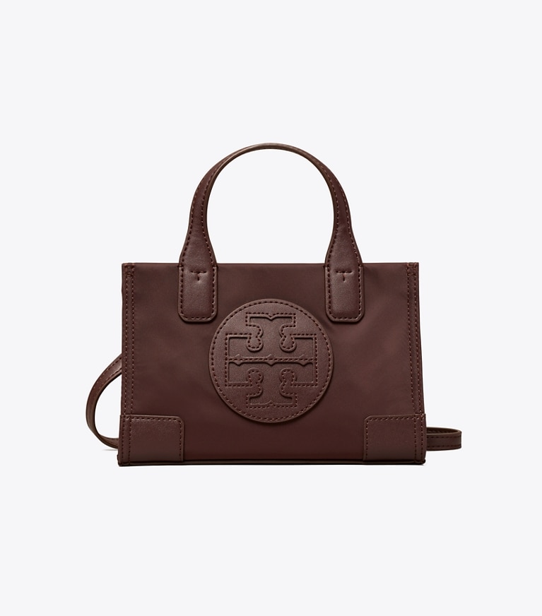 Tory Burch designer crossbody bags Mini Ella Tote in TEMPRANILLO angle