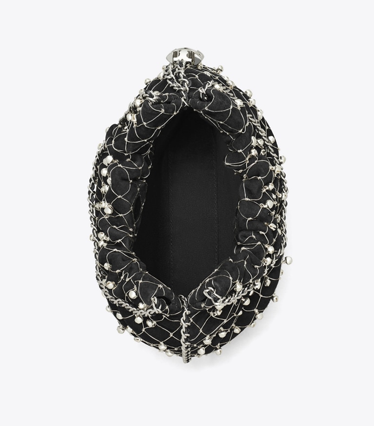 Tory Burch designer crossbody bags Mini Fleming Bell Hobo Bag in Black angle