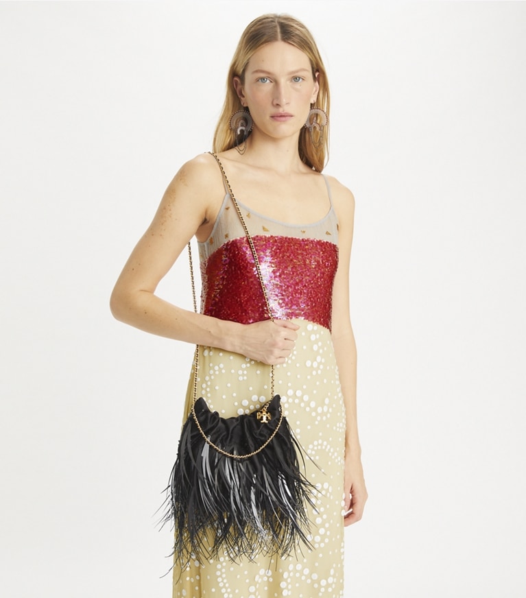 Mini Fleming Feather Drawstring Bag