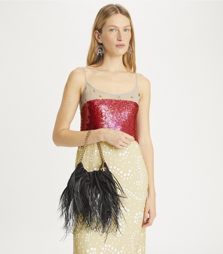 Mini Fleming Feather Drawstring Bag