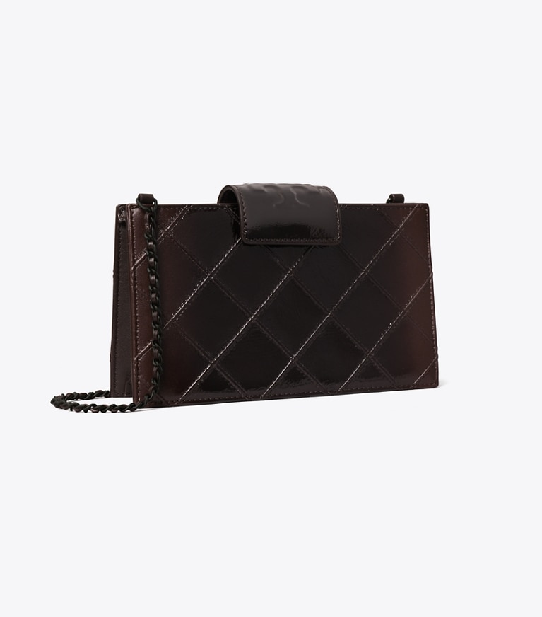 Tory Burch designer mini bags Mini Fleming Patent Crossbody in Deep Burgundy angle