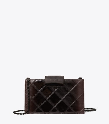 Tory Burch designer mini bags Mini Fleming Patent Crossbody in Deep Burgundy front