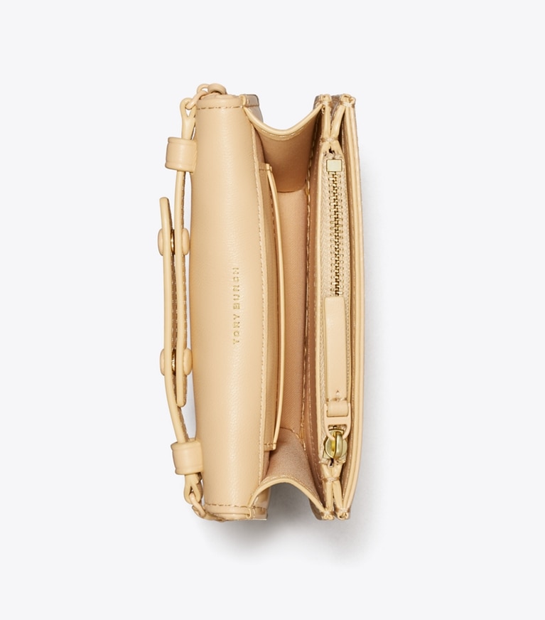 Tory Burch designer mini bags Mini Fleming Patent Square Quilt Crossbody in Vanilla Soft Serve angle