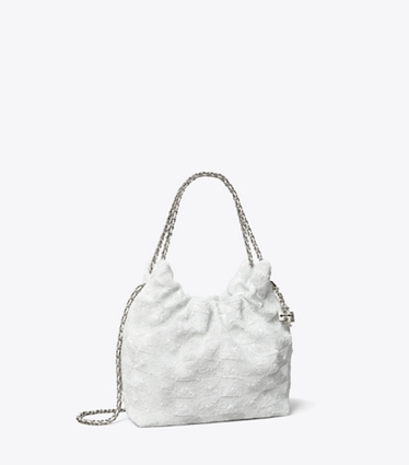 Tory Burch designer クロスボディバッグ フレミング スパンコール ミニ ホーボーバッグ in White angle