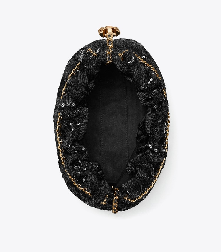 Tory Burch designer クロスボディバッグ フレミング スパンコール ミニ ホーボーバッグ in Black オーバーヘッド