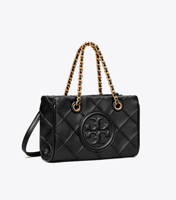 Tory Burch designer crossbody bags Mini Fleming Soft Chain Tote in Black angle