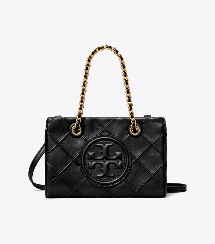 Tory Burch designer crossbody bags Mini Fleming Soft Chain Tote in Black front