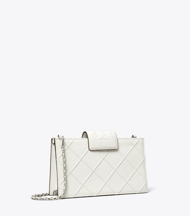 Tory Burch designer mini bags Mini Fleming Soft Chain Wallet in Blanc angle